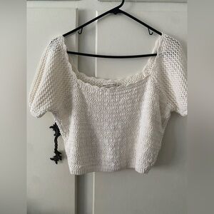 Abercrombie & Fitch Cream Crochet Knit Top